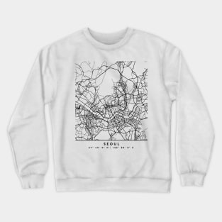 SEOUL SOUTH KOREA BLACK CITY STREET MAP ART Crewneck Sweatshirt